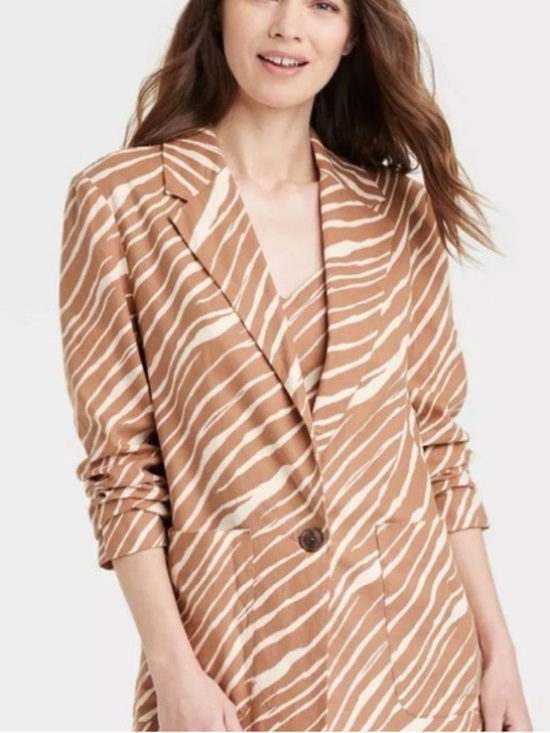 a new day Jackets & Blazers - a new day Tan & White Zebra-Print Blazer XS